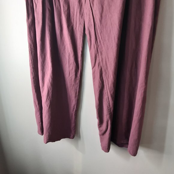 Civico 51 New! Made in Italy Burgundy Wide Linen Cotton Tie-Waist Pants Size 1X - Picture 5 of 16